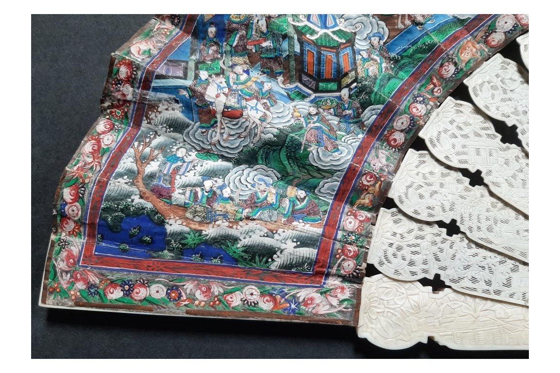 Feast of Taoist deities, fan, ca. 1840-50