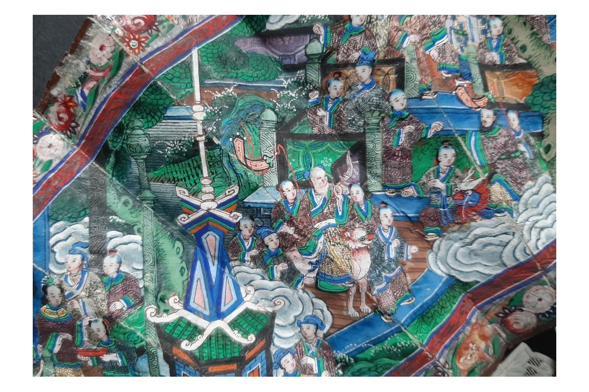 Feast of Taoist deities, fan, ca. 1840-50