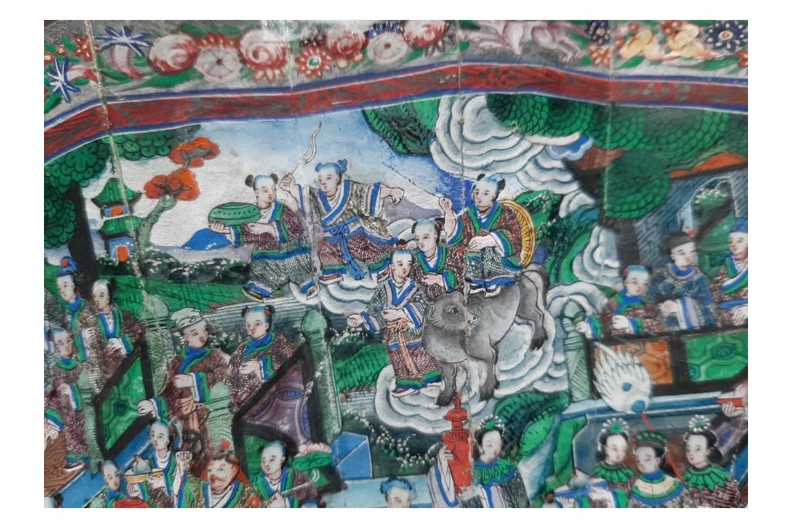 Feast of Taoist deities, fan, ca. 1840-50