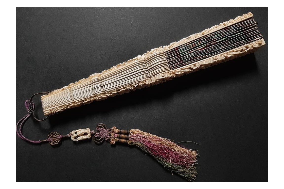 Feast of Taoist deities, fan, ca. 1840-50