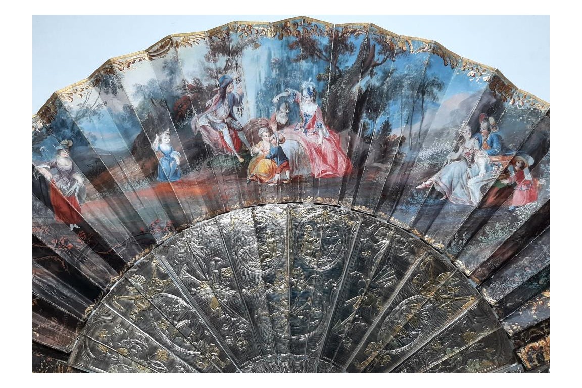 L'amour naissant, éventail d'époque Louis XV