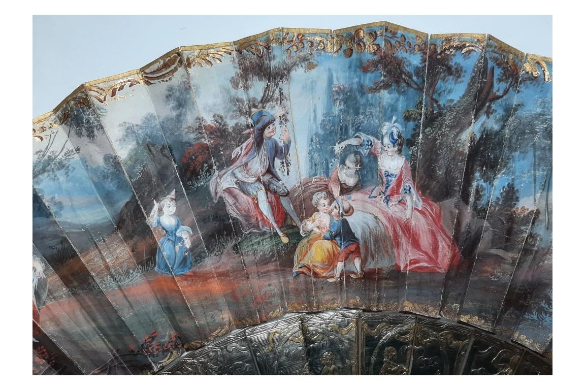 L'amour naissant, éventail d'époque Louis XV