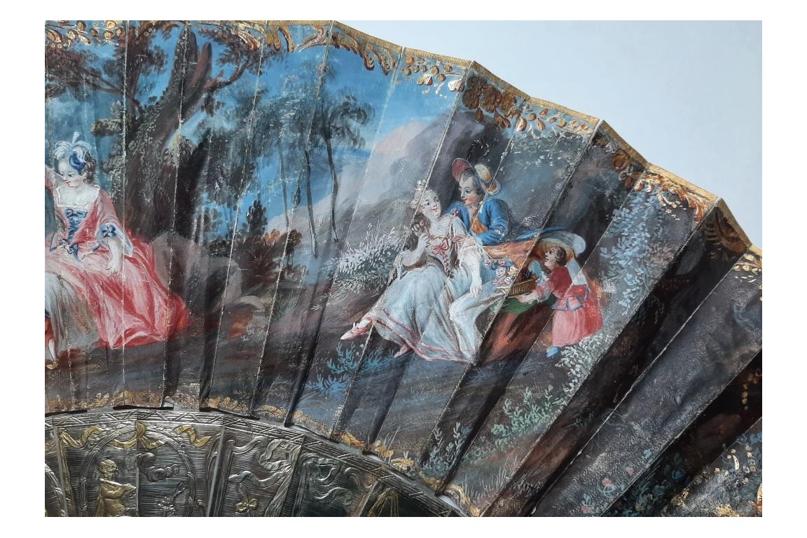 L'amour naissant, éventail d'époque Louis XV
