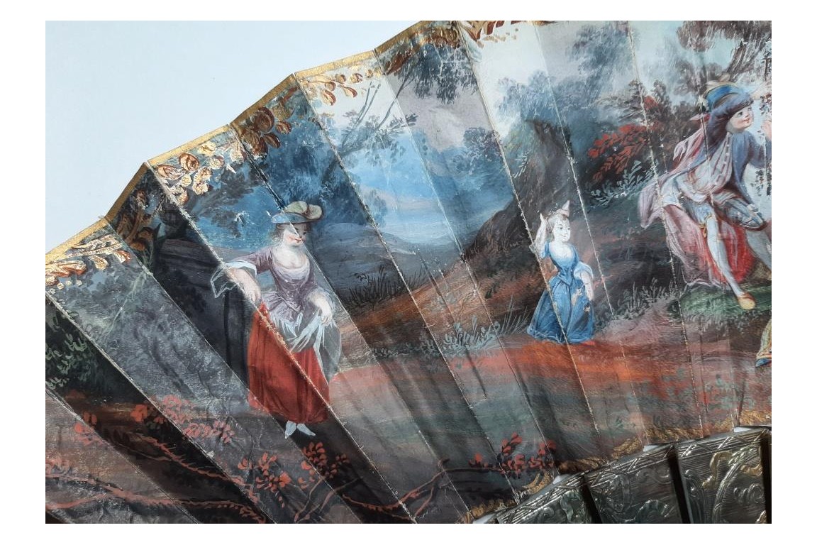 L'amour naissant, éventail d'époque Louis XV