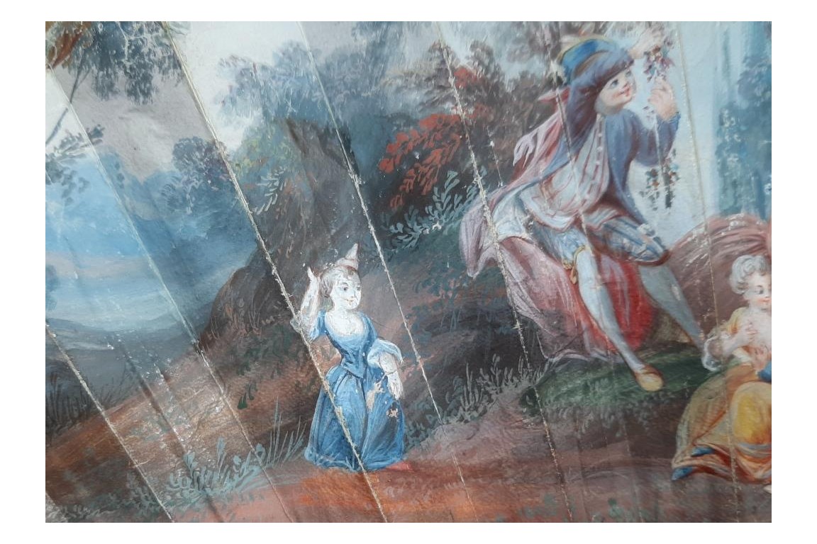 L'amour naissant, éventail d'époque Louis XV