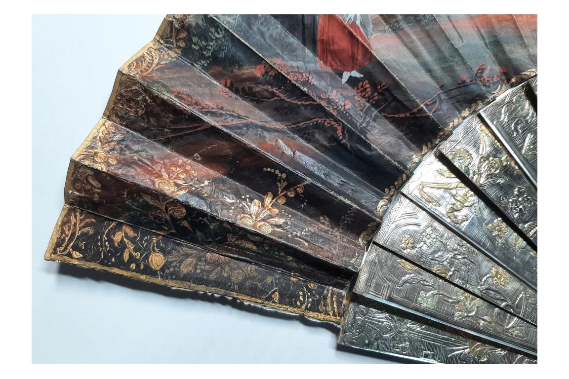 L'amour naissant, éventail d'époque Louis XV