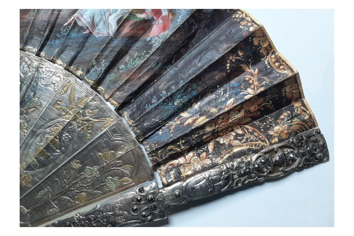 L'amour naissant, éventail d'époque Louis XV