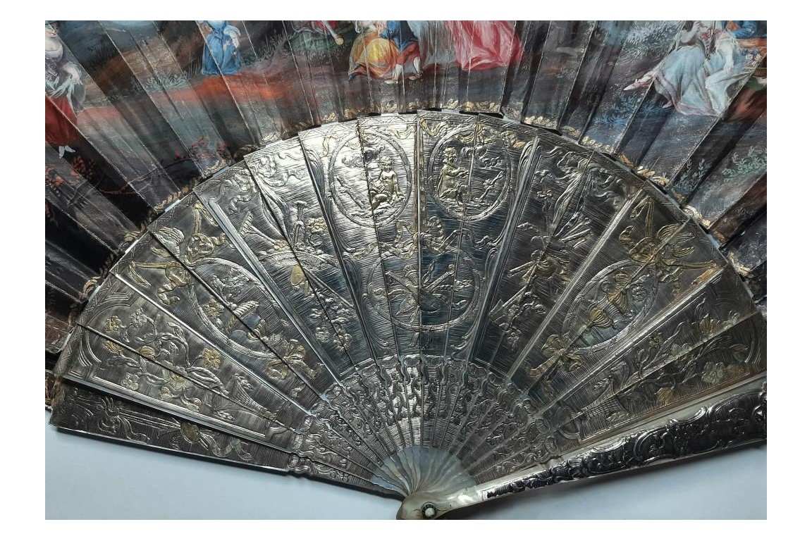 L'amour naissant, éventail d'époque Louis XV