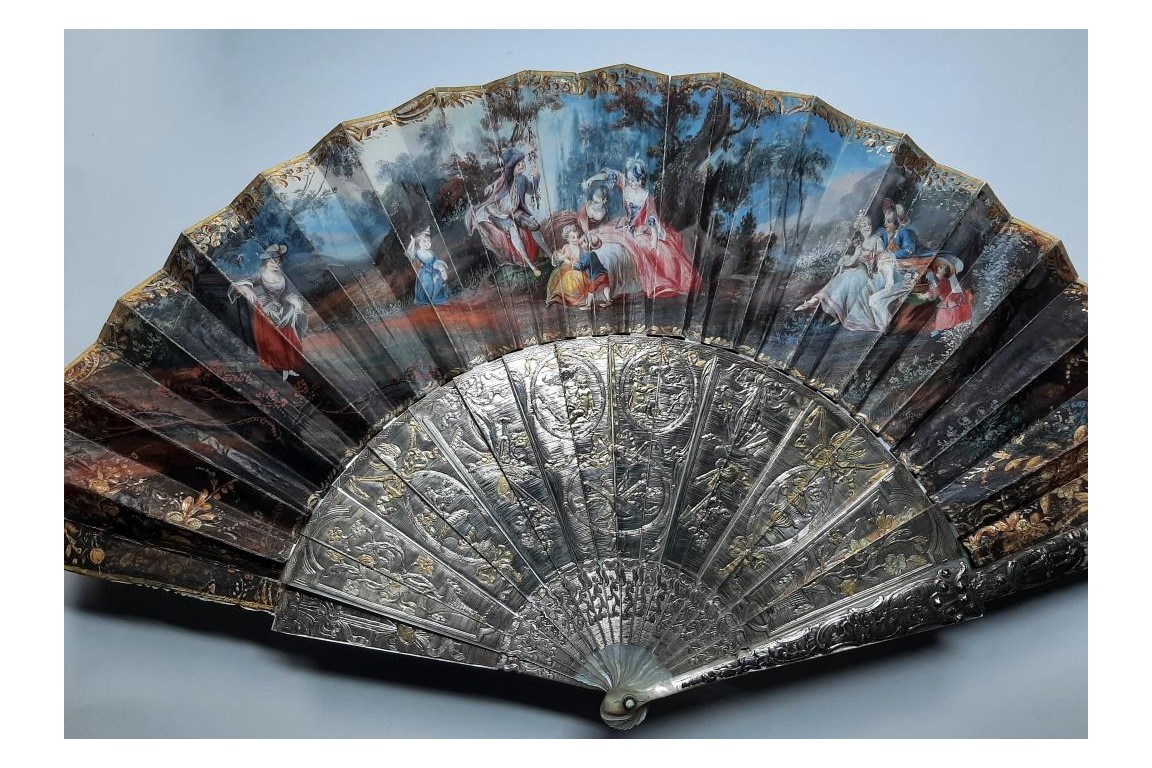 L'amour naissant, éventail d'époque Louis XV