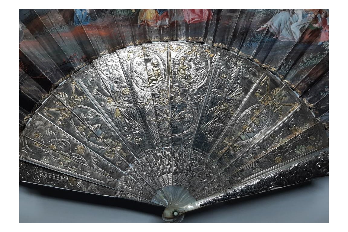 L'amour naissant, éventail d'époque Louis XV