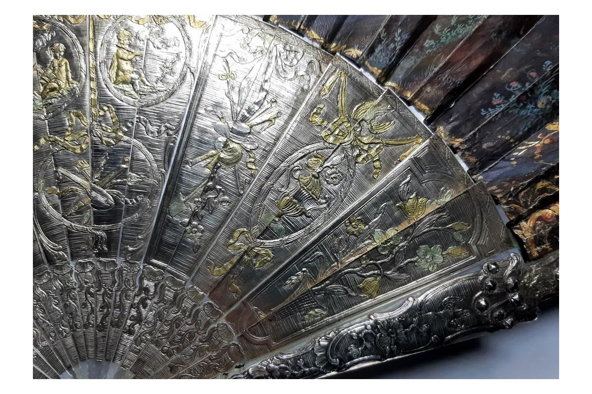 L'amour naissant, éventail d'époque Louis XV