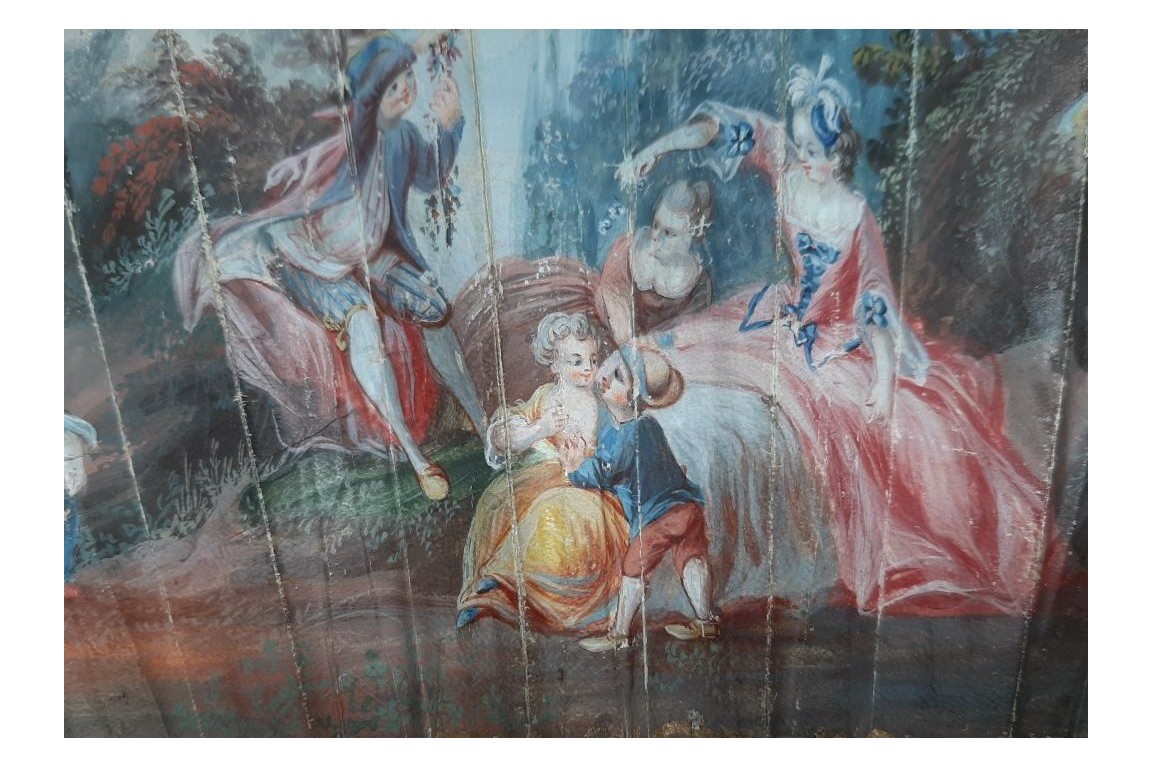 L'amour naissant, éventail d'époque Louis XV