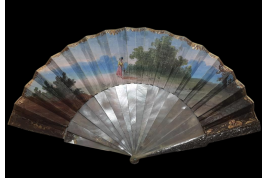 L'amour naissant, éventail d'époque Louis XV