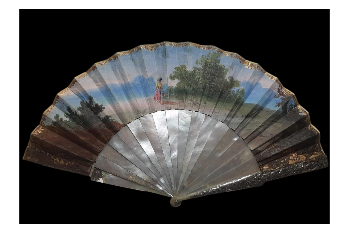 L'amour naissant, éventail d'époque Louis XV