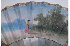 L'amour naissant, éventail d'époque Louis XV