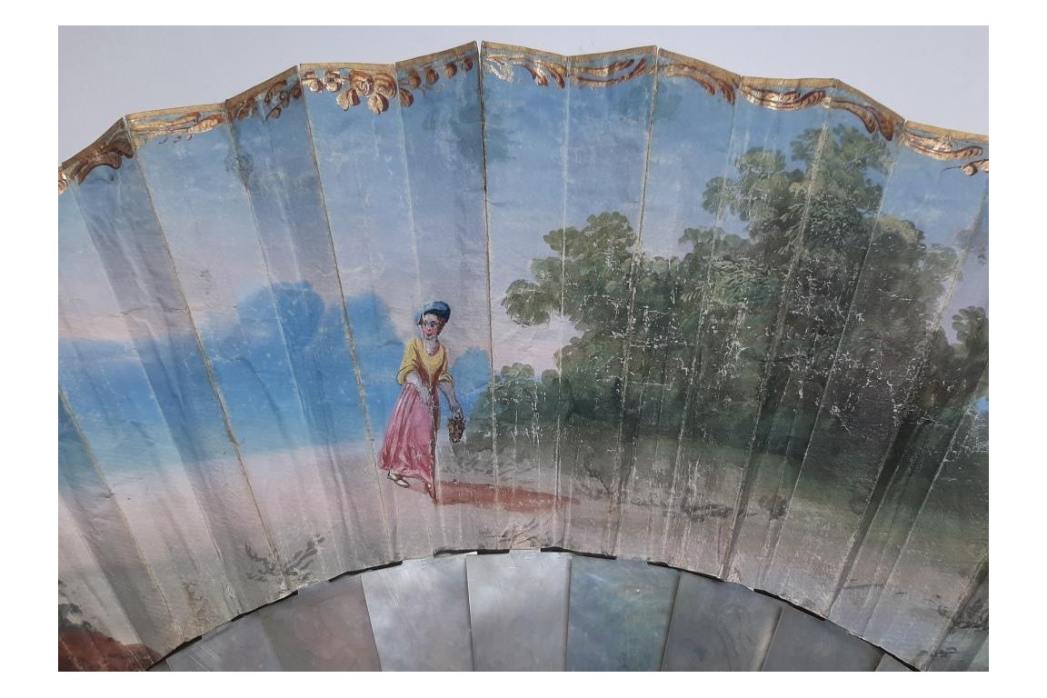 L'amour naissant, éventail d'époque Louis XV