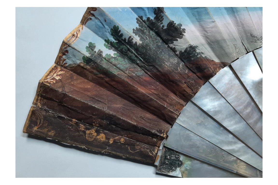 L'amour naissant, éventail d'époque Louis XV