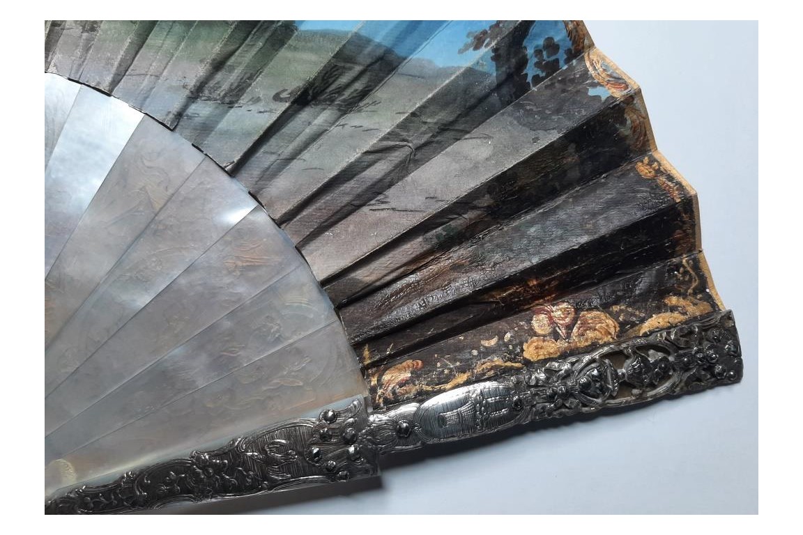 L'amour naissant, éventail d'époque Louis XV