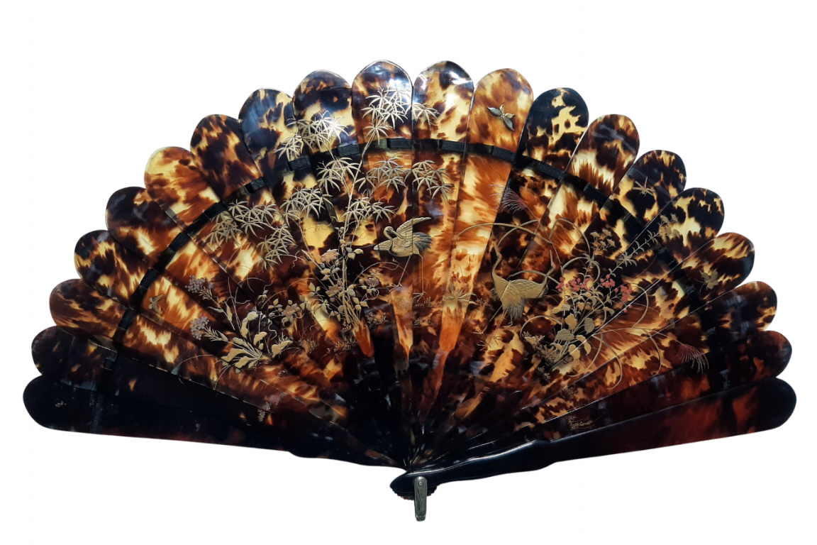 Japanese cranes, 1th century fan