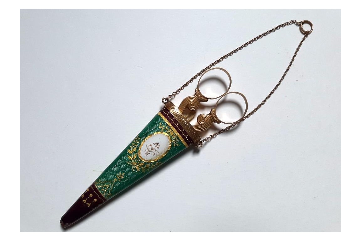 Scissors and its case, early 19th century