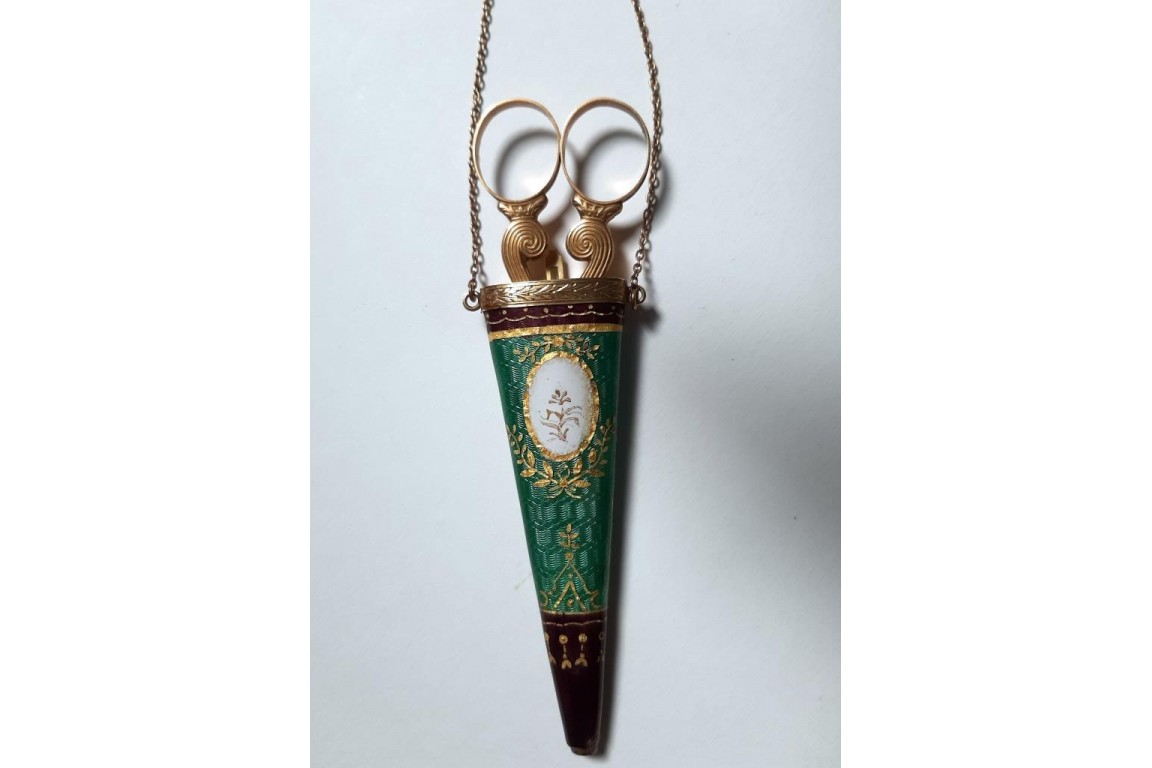 Scissors and its case, early 19th century