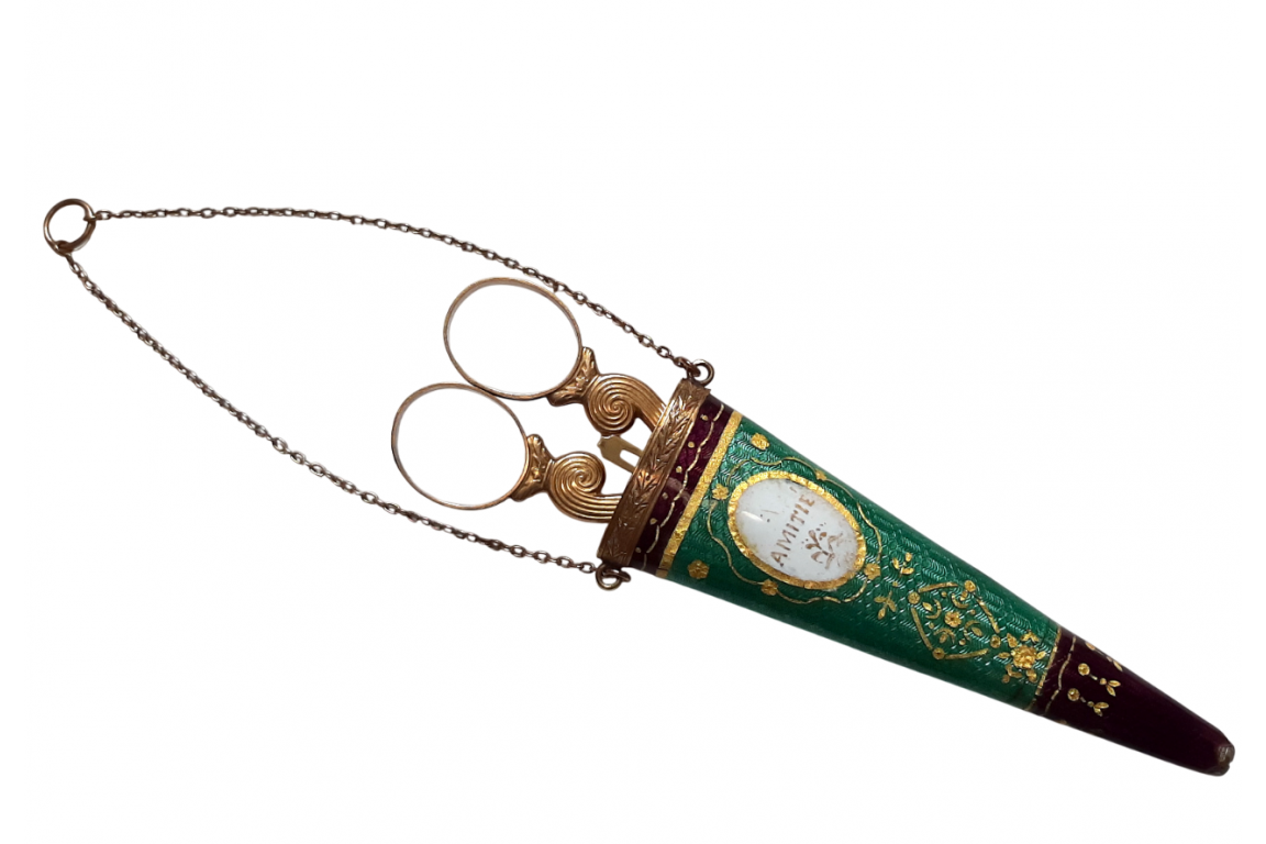 Scissors and its case, early 19th century