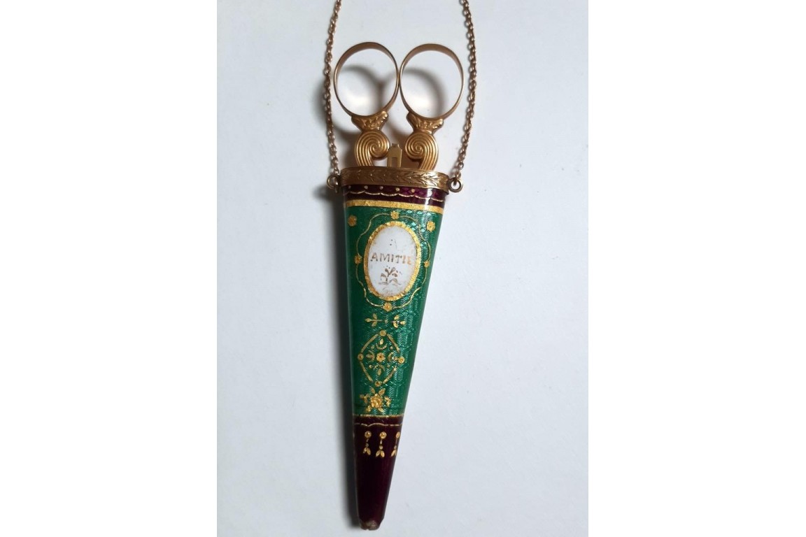 Scissors and its case, early 19th century