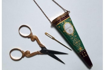 Scissors and its case, early 19th century