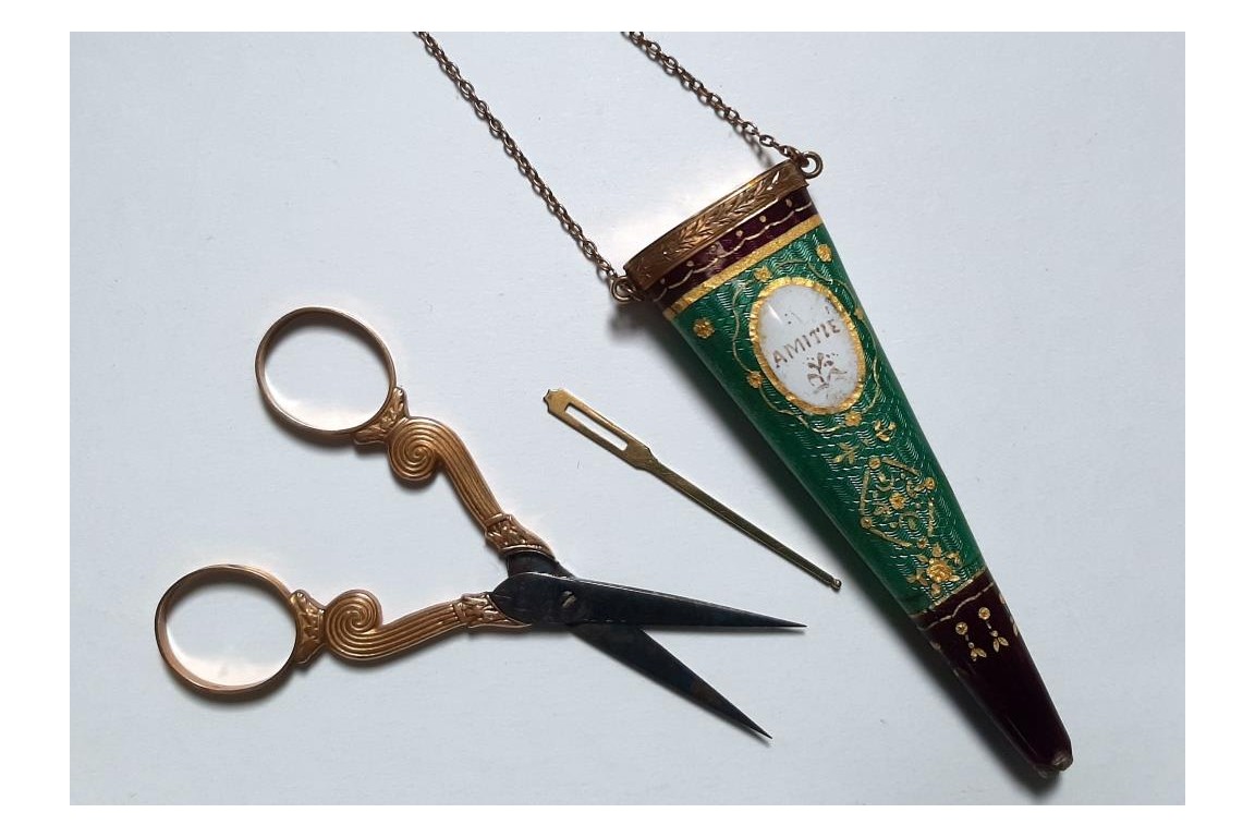 Scissors and its case, early 19th century