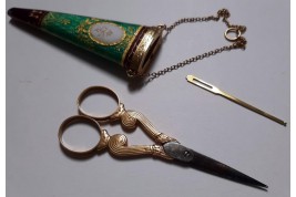 Scissors and its case, early 19th century