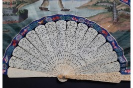 Le Château d’Eau de Canton et la pagode Whampoa, éventail XIXème siècle