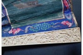 Le Château d’Eau de Canton et la pagode Whampoa, éventail XIXème siècle