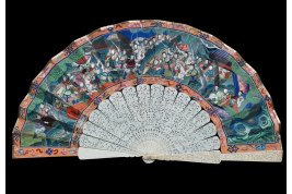 Le Château d’Eau de Canton et la pagode Whampoa, éventail XIXème siècle