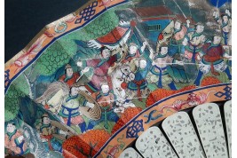 Le Château d’Eau de Canton et la pagode Whampoa, éventail XIXème siècle