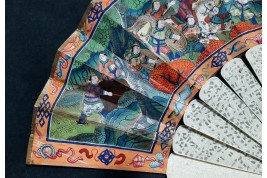 Le Château d’Eau de Canton et la pagode Whampoa, éventail XIXème siècle