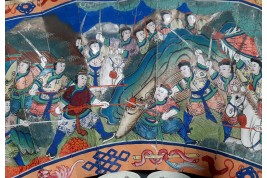 Le Château d’Eau de Canton et la pagode Whampoa, éventail XIXème siècle