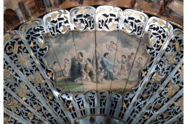 The Tavern and Coronation of Isabella the Catholic, fan circa 1860