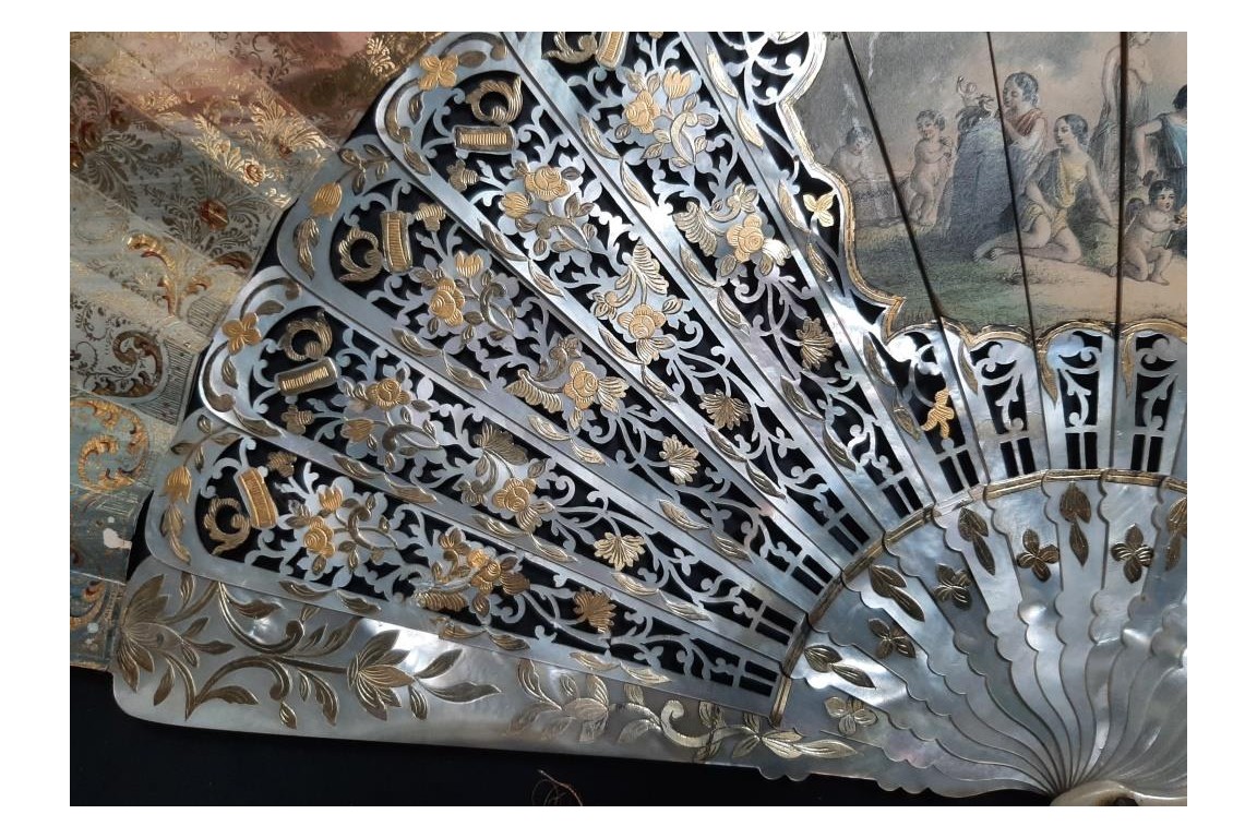 The Tavern and Coronation of Isabella the Catholic, fan circa 1860