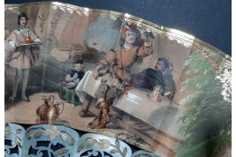 The Tavern and Coronation of Isabella the Catholic, fan circa 1860