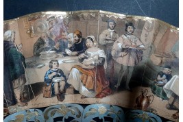 The Tavern and Coronation of Isabella the Catholic, fan circa 1860