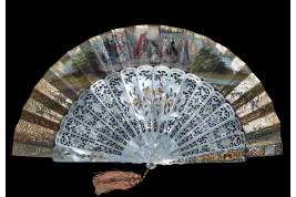 The Tavern and Coronation of Isabella the Catholic, fan circa 1860