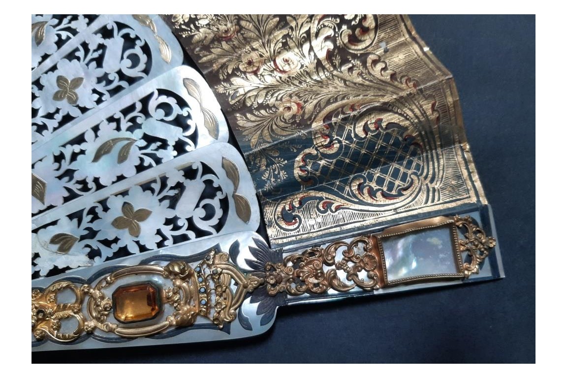The Tavern and Coronation of Isabella the Catholic, fan circa 1860