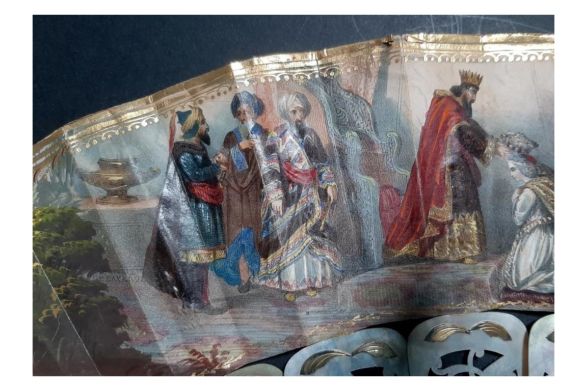 The Tavern and Coronation of Isabella the Catholic, fan circa 1860