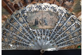 The Tavern and Coronation of Isabella the Catholic, fan circa 1860