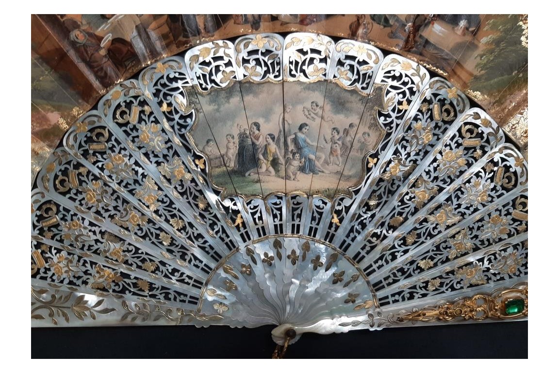 The Tavern and Coronation of Isabella the Catholic, fan circa 1860