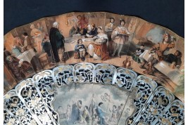 The Tavern and Coronation of Isabella the Catholic, fan circa 1860
