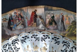 The Tavern and Coronation of Isabella the Catholic, fan circa 1860