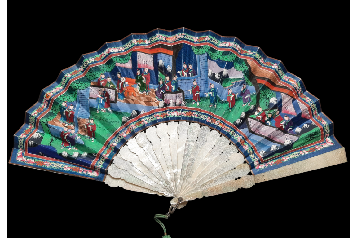 Pink and blue from China, 19th century fan