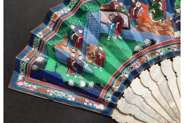 Pink and blue from China, 19th century fan