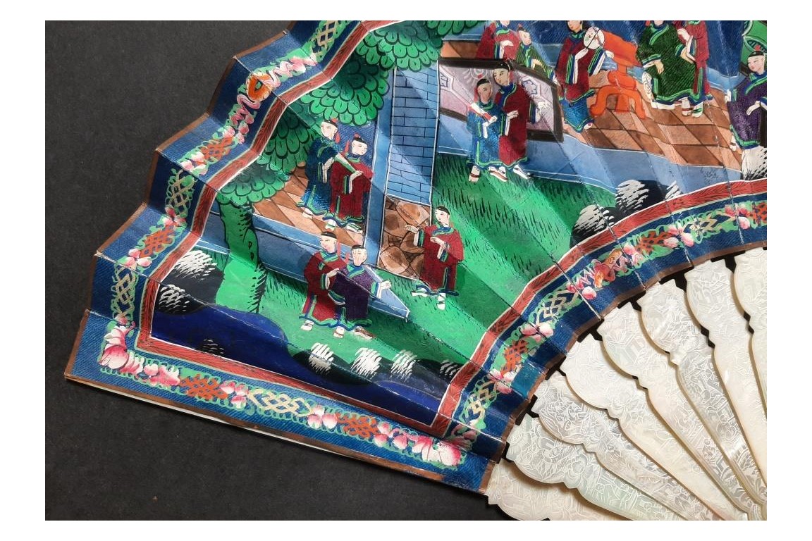 Pink and blue from China, 19th century fan